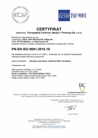 ISO 9001:2015-10 System Zarządzania Jakością
